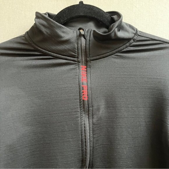 NIKE PRO HYPER-WARM 1/2 ZIP FLEECE LINED PULLOVER RUNNING SHIRT SZ L - Picture 4 of 8